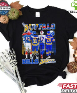 Official Buffalo Bills Josh Allen, Jim Kelly X Buffalo Hockey Gilbert Perreault, Rasmus Dahlin Shirt