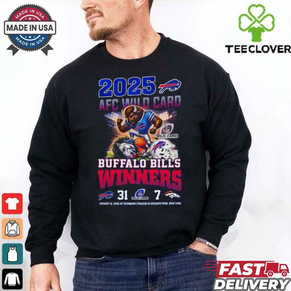 Official Buffalo Bills Winners AFC Wild Card 2025 Mascot Shirt Official Buffalo Bills Winners AFC Wild Card 2025 Mascot Shirt