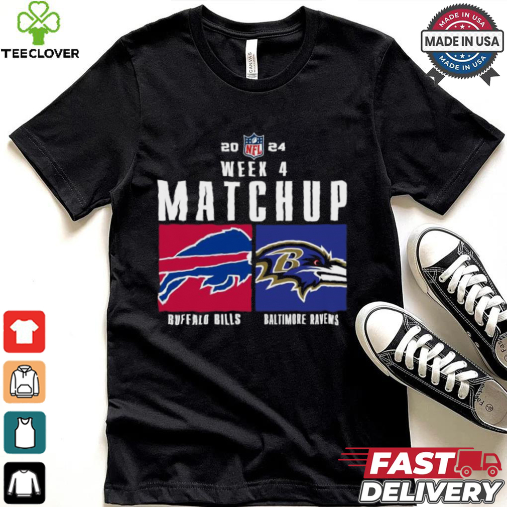 Official Buffalo Bills vs Baltimore Ravens 2024 NFL Week 4 Matchup T Shirt Official Buffalo Bills vs Baltimore Ravens 2024 NFL Week 4 Matchup T Shirt