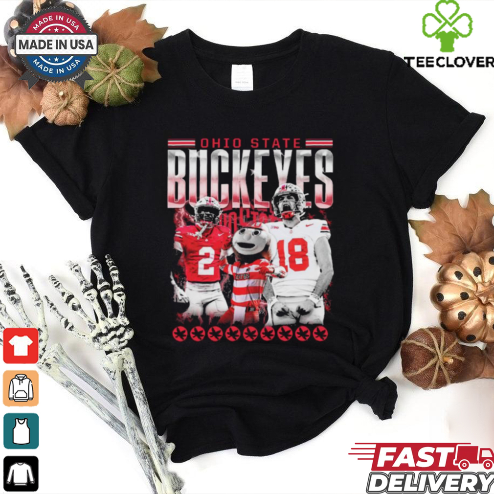 Official Caleb Downs X Will Howard Ohio State Buckeyes Mascot Graphic t shirt Official Caleb Downs X Will Howard Ohio State Buckeyes Mascot Graphic t shirt