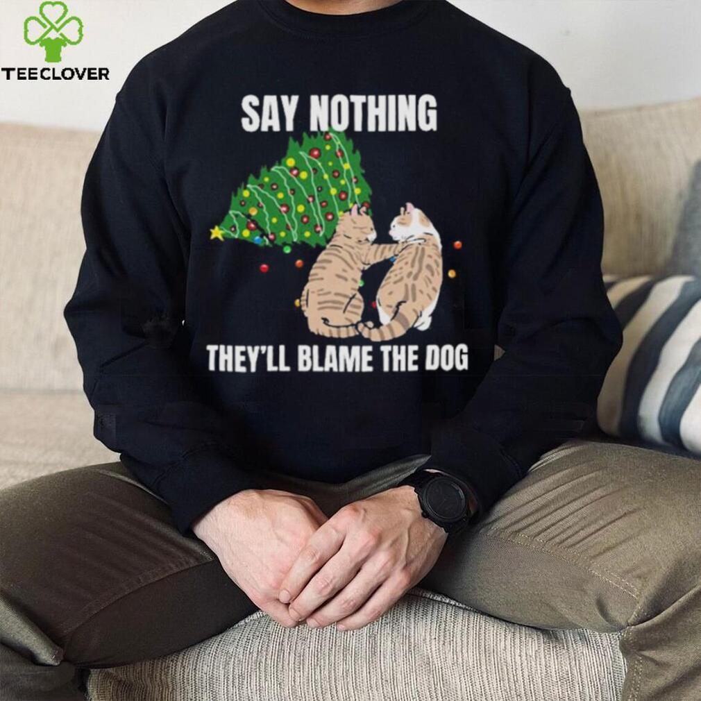 Official Cat meme blame the dog Christmas T shirt Official Cat meme blame the dog Christmas T shirt