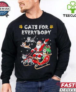 Official Cats For Everybody Christmas Cat Funny Xmas Santa Shirt with a playful holiday design featuring a festive cat.