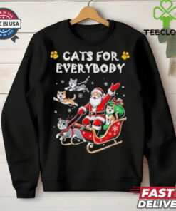 Official Cats For Everybody Christmas Cat Funny Xmas Santa Shirt with a playful holiday design featuring a festive cat.