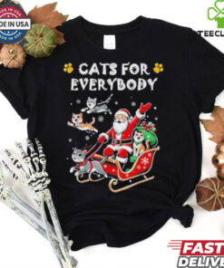 Official Cats For Everybody Christmas Cat Funny Xmas Santa Shirt with a playful holiday design featuring a festive cat.