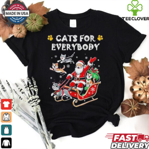 Official Cats For Everybody Christmas Cat Funny Xmas Santa Shirt