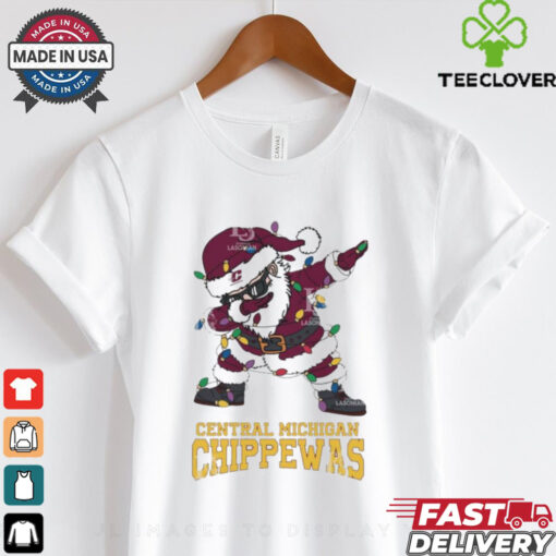 Official Central Michigan Chippewas Dabbing Santa Claus Ugly Christmas Light shirt