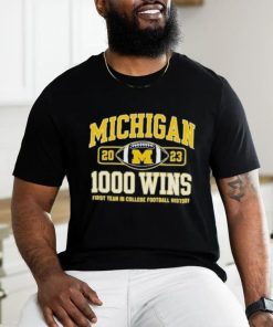 Official Champion Navy Michigan Wolverines Football 1,000 Wins T Shirt