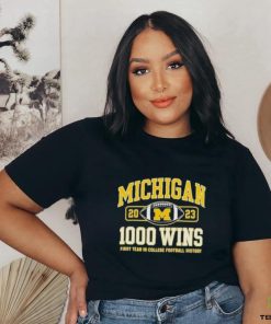 Official Champion Navy Michigan Wolverines Football 1,000 Wins T Shirt