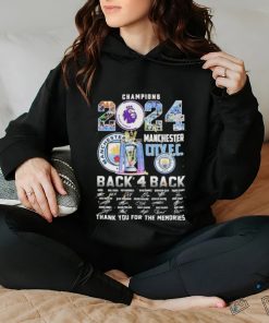 Official Champions 2024 Manchester City F.C. Back 4 Back Thank You For The Memories T Shirt