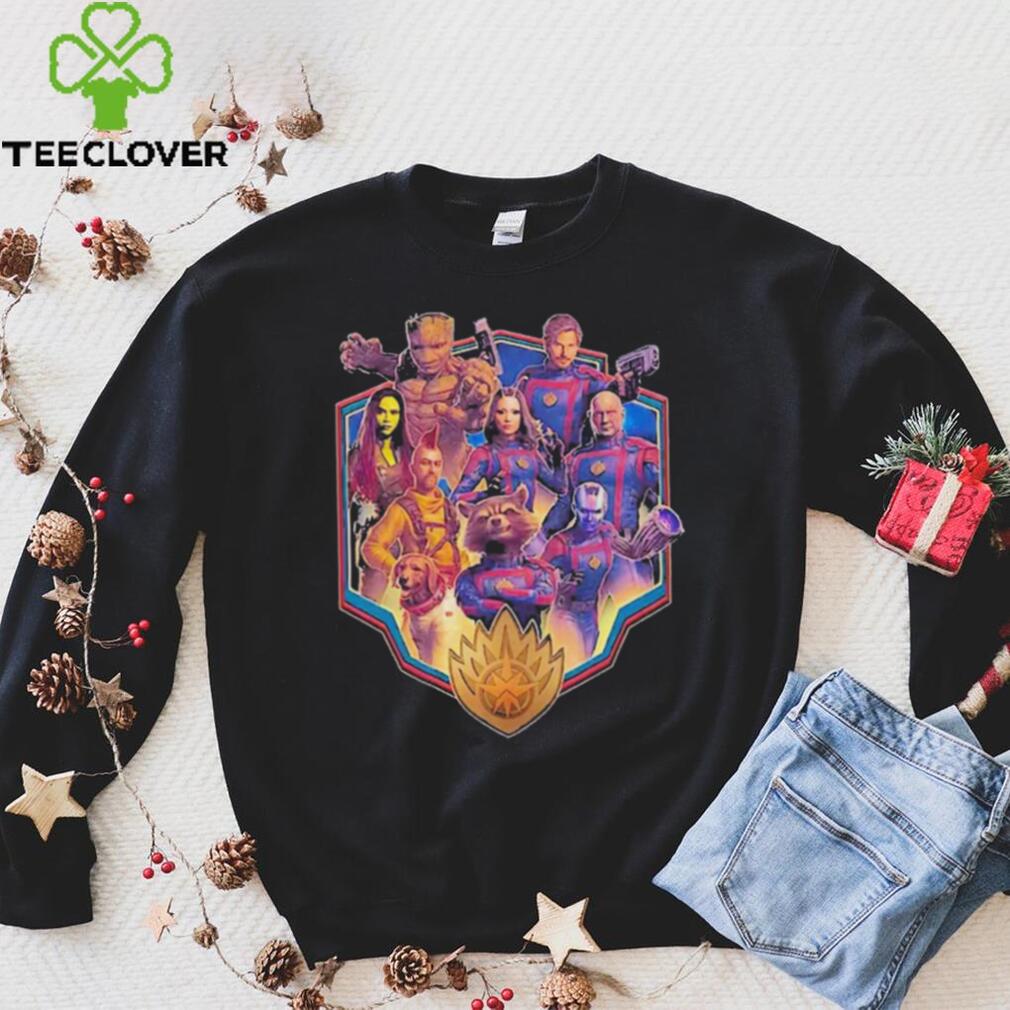 Official Character Shield Collage Guardians Of The Galaxy Volume 3 T Shirt Official Character Shield Collage Guardians Of The Galaxy Volume 3 T Shirt