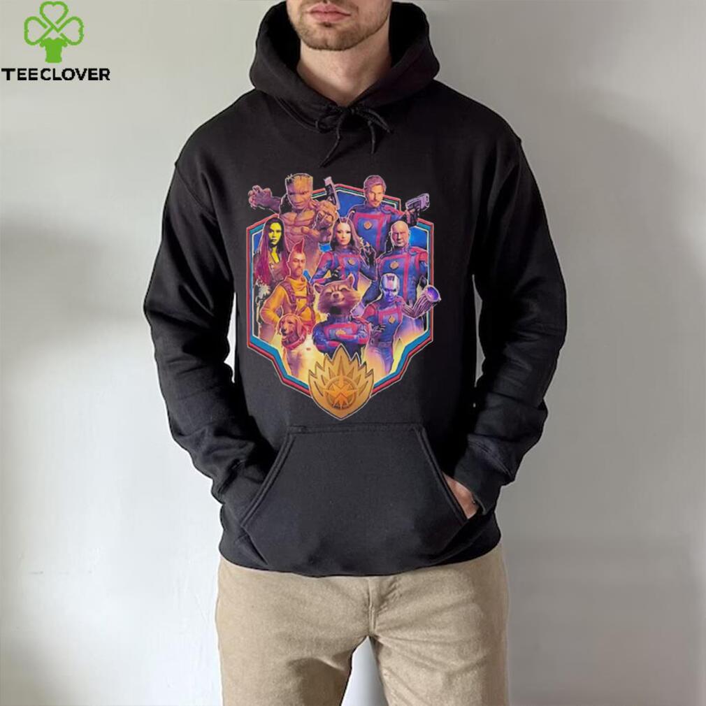 Official Character Shield Collage Guardians Of The Galaxy Volume 3 T Shirt Official Character Shield Collage Guardians Of The Galaxy Volume 3 T Shirt