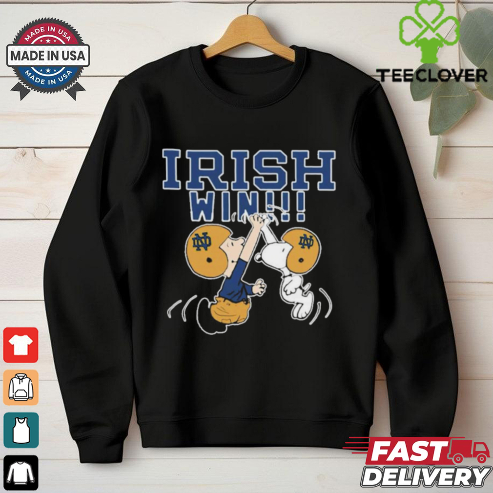 Official Charlie And Snoopy High Five Notre Dame Fighting Irish Win Navy Midshipmen Graphic t shirt Official Charlie And Snoopy High Five Notre Dame Fighting Irish Win Navy Midshipmen Graphic t shirt
