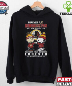 Official Charlie Brown And Snoopy Washington Commanders Forever A Redskins Fan Win Or Lose Yesterday Today Tomorrow Forever No Matter What 2024 Shirt