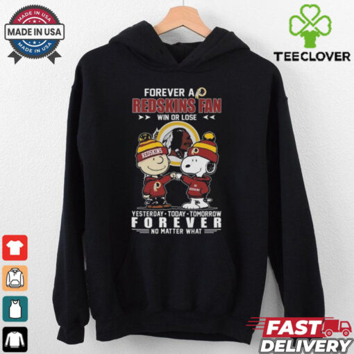 Official Charlie Brown And Snoopy Washington Commanders Forever A Redskins Fan Win Or Lose Yesterday Today Tomorrow Forever No Matter What 2024 Shirt