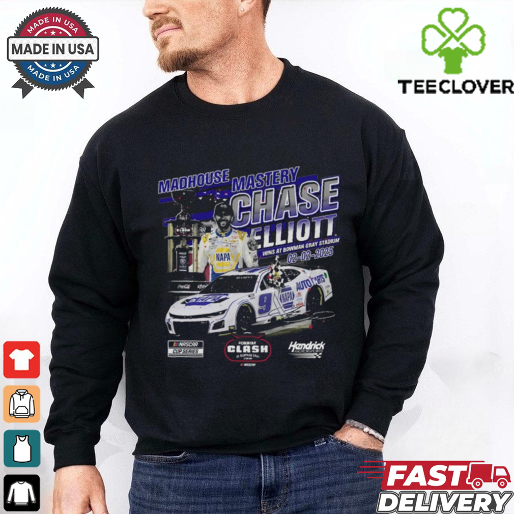 Official Chase Elliott Checkered Flag Sports 02 02 2025 Cook Out Clash at Bowman Race Winner Madhouse Mastery Signature t shirt Official Chase Elliott Checkered Flag Sports 02 02 2025 Cook Out Clash at Bowman Race Winner Madhouse Mastery Signature t shirt
