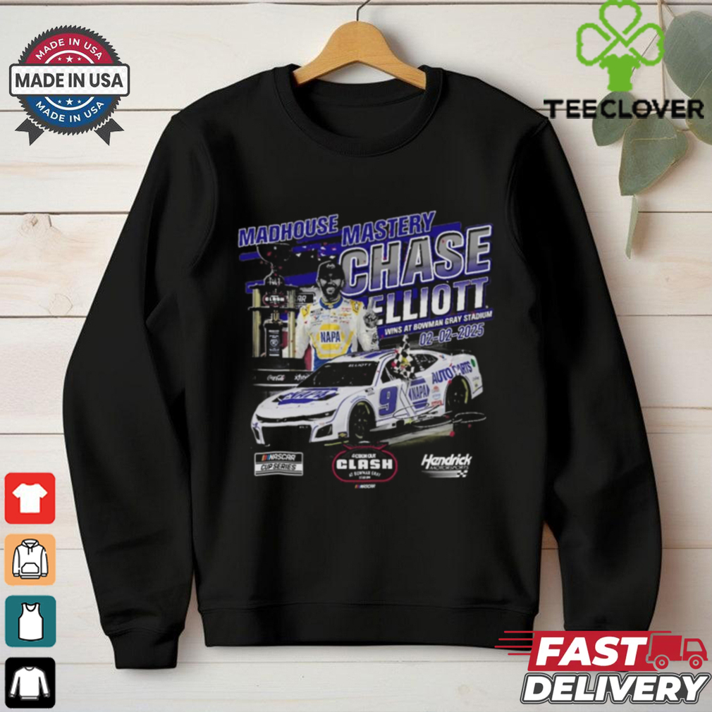 Official Chase Elliott Checkered Flag Sports 02 02 2025 Cook Out Clash at Bowman Race Winner Madhouse Mastery Signature t shirt Official Chase Elliott Checkered Flag Sports 02 02 2025 Cook Out Clash at Bowman Race Winner Madhouse Mastery Signature t shirt