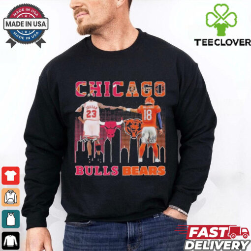 Official Chicago Bulls Michael Jordan Chicago Bears Caleb Williams Proud City T Shirt
