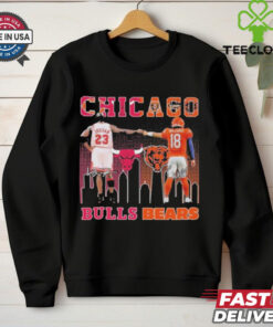 Official Chicago Bulls Michael Jordan Chicago Bears Caleb Williams Proud City T Shirt
