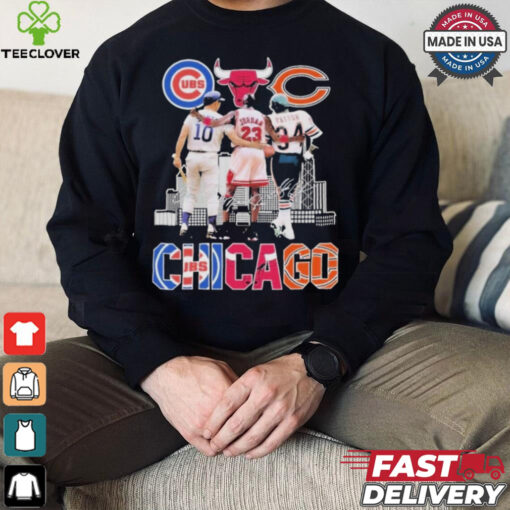 Official Chicago Cubs Ron Santo Chicago Bulls Michael Jordan Chicago Bears Walter Payton T Shirt