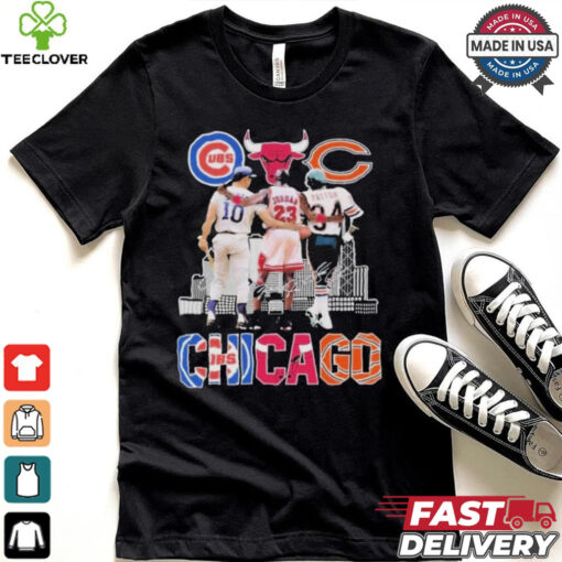 Official Chicago Cubs Ron Santo Chicago Bulls Michael Jordan Chicago Bears Walter Payton T Shirt