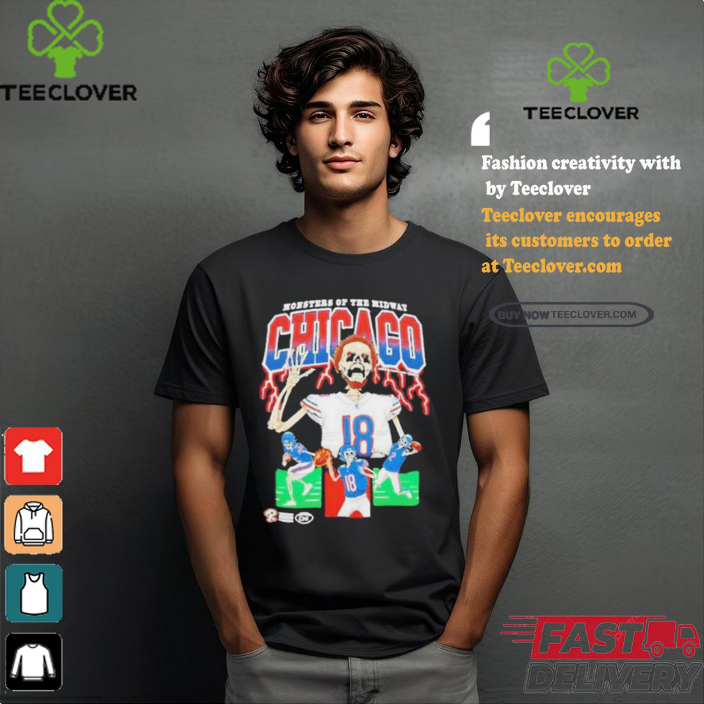 Official Chicago Football monsters of the midway skeleton T shirt Official Chicago Football monsters of the midway skeleton T shirt