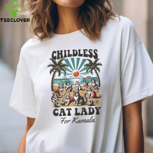 Official Childless Cat Lady For Kamala Shirt Madam President Kamala Harris 2024 Shirt