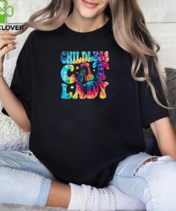 Official Childless cat lady groovy tie dye T shirt