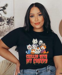 Official Chillin with My Creeps Funny Cat Horror Movies Serial Killer shirt