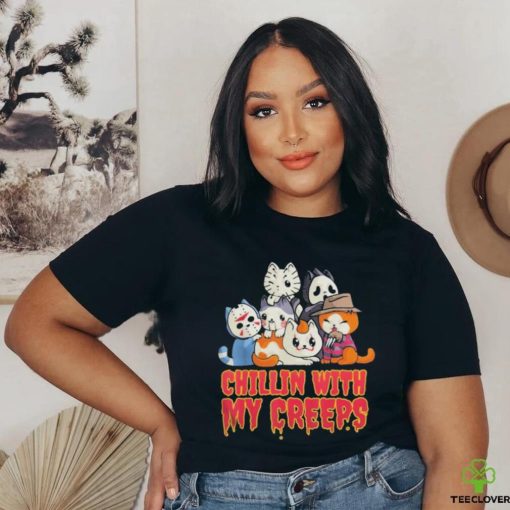 Official Chillin with My Creeps Funny Cat Horror Movies Serial Killer shirt
