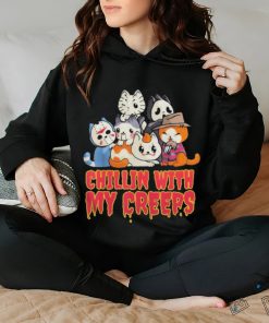 Official Chillin with My Creeps Funny Cat Horror Movies Serial Killer shirt