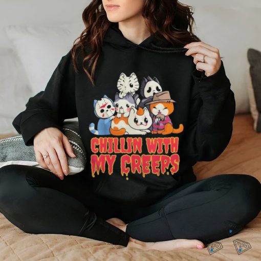 Official Chillin with My Creeps Funny Cat Horror Movies Serial Killer shirt