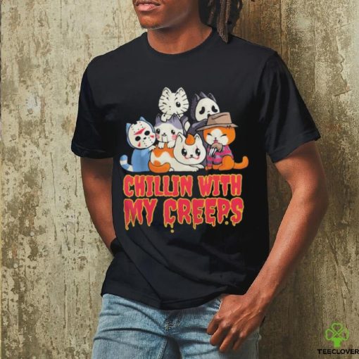 Official Chillin with My Creeps Funny Cat Horror Movies Serial Killer shirt