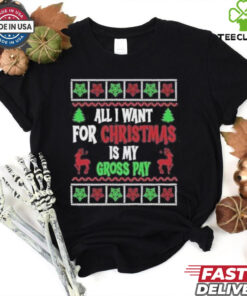 Official Christmas 2024 All I Want Is My Gross Pay Ugly Holiday Shirt