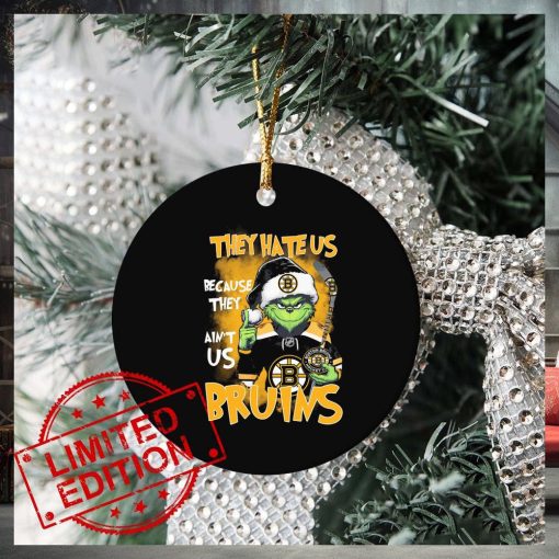 Official Christmas Grinch They Hate Us Because Ain’t Us Boston Bruins Ornament Custom Name