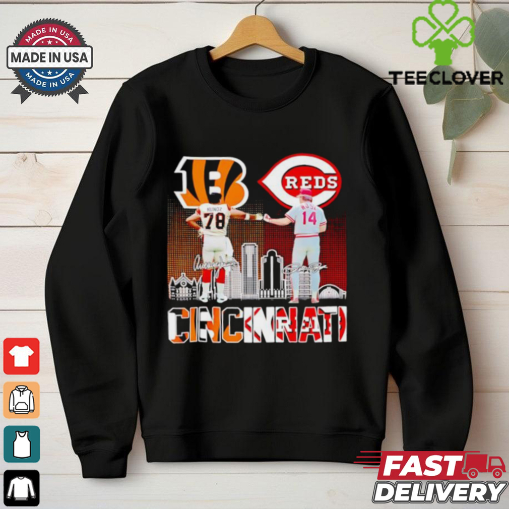 Official Cincinnati Bengals Anthony Munoz and Reds Rosa skyline shirt Official Cincinnati Bengals Anthony Munoz and Reds Rosa skyline shirt