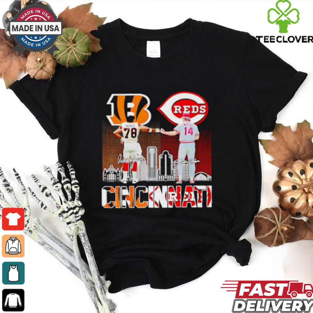 Official Cincinnati Bengals Anthony Munoz and Reds Rosa skyline shirt Official Cincinnati Bengals Anthony Munoz and Reds Rosa skyline shirt