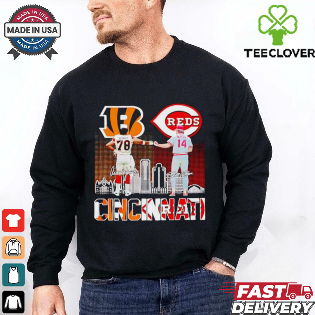 Official Cincinnati Bengals Anthony Munoz and Reds Rosa skyline shirt Official Cincinnati Bengals Anthony Munoz and Reds Rosa skyline shirt