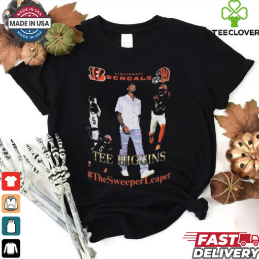 Official Cincinnati Bengals Tee Higgins The Sweeper Leaper NFL Football Graphic t shirt