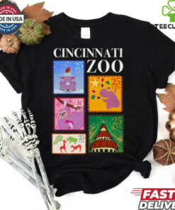 Official Cincinnati Zoo Merry Christmas Stamps 2024 t shirt