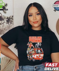 Official Cleveland Browns NFL Horror Characters Movie Hippie Halloween Shirt