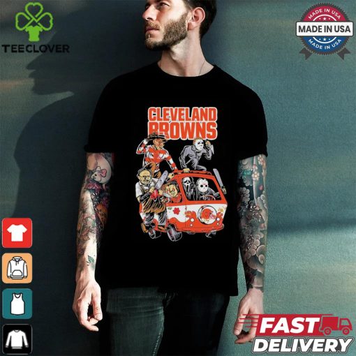 Official Cleveland Browns NFL Horror Characters Movie Hippie Halloween Shirt
