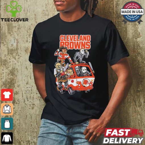 Official Cleveland Browns NFL Horror Characters Movie Hippie Halloween Shirt