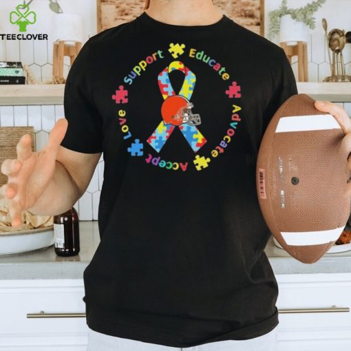 Official Cleveland Browns Support Educate Advocate Accept Love Autism Awareness T Shirt