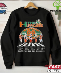 Official Clinton Portis Warren Sapp Michael Irvin Ray Lewis Ed Reed The Miami Hurricanes 99 Years 1926 2025 Signature Thank You For The Memories Signatures T Shirts