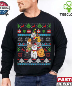 Official Color Art Christmas Cat Tree Ugly 2024 Shirt