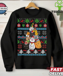 Official Color Art Christmas Cat Tree Ugly 2024 Shirt