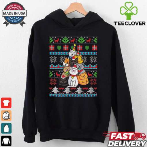 Official Color Art Christmas Cat Tree Ugly 2024 Shirt