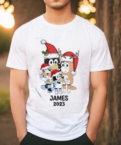 Official Custom Kid Name Bluey Family 2023 Christmas Ceramic T Shirt