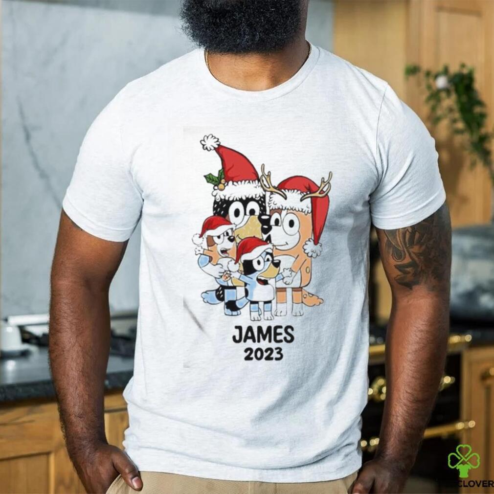 Official Custom Kid Name Bluey Family 2023 Christmas Ceramic T Shirt Official Custom Kid Name Bluey Family 2023 Christmas Ceramic T Shirt