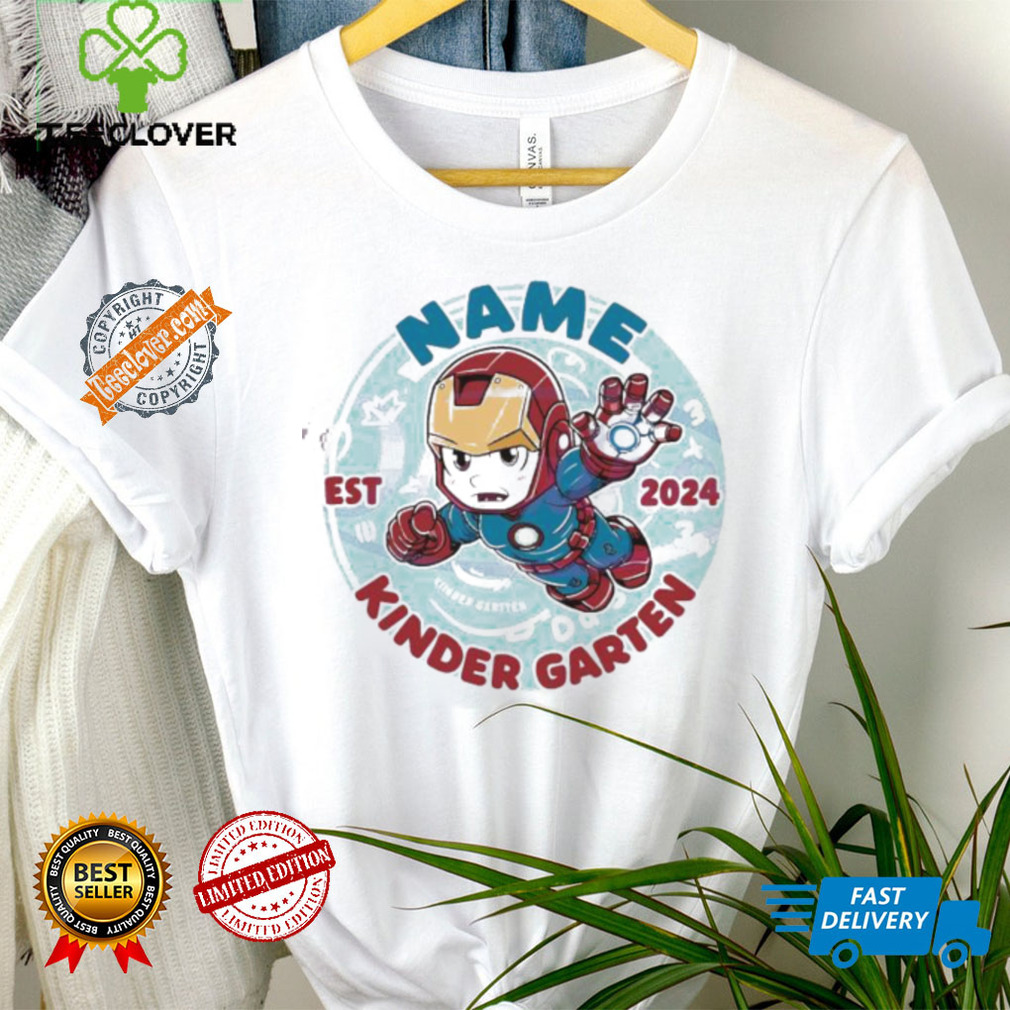 Official Custom hero iron man kindergarten est 2024 shirt Official Custom hero iron man kindergarten est 2024 shirt